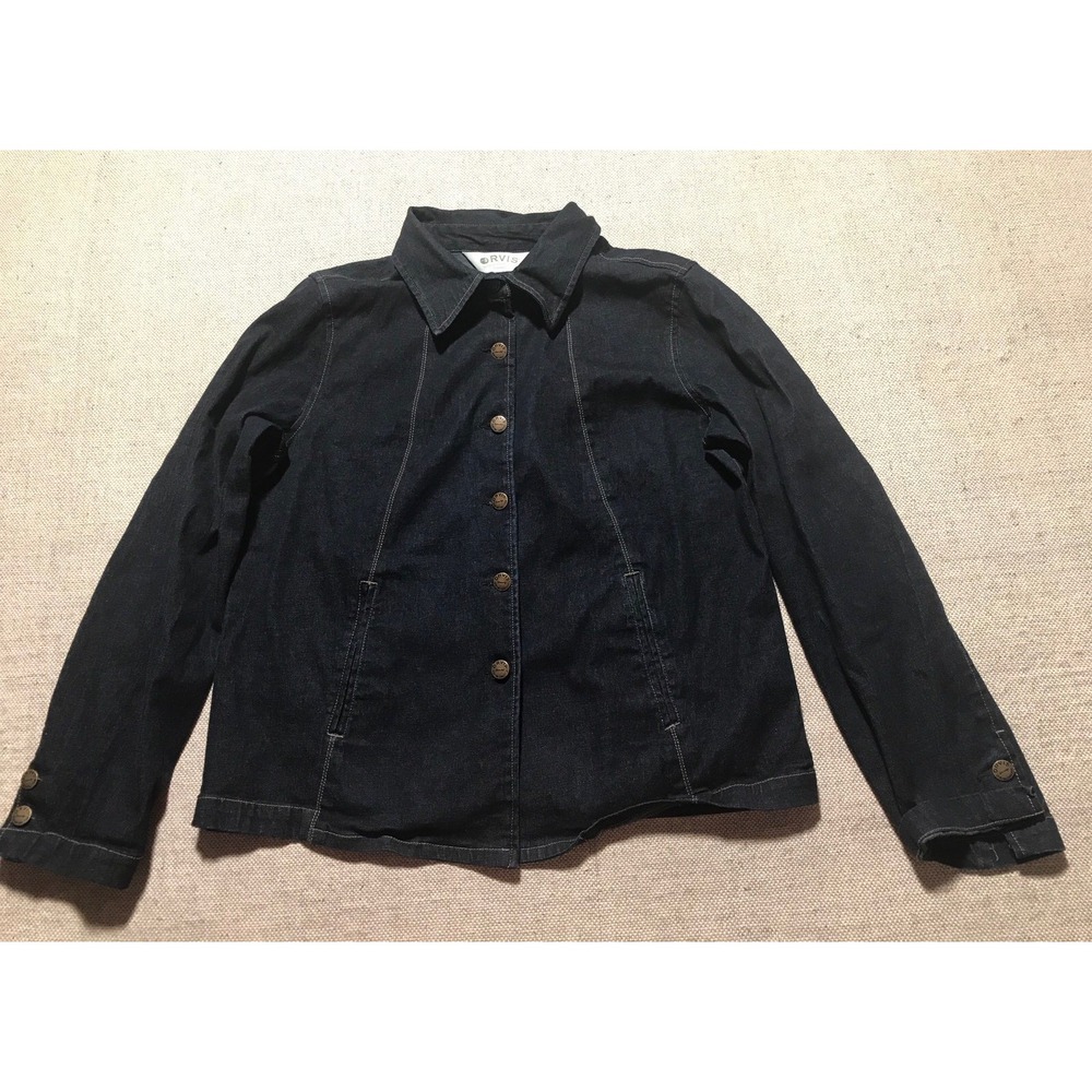 Orvis Women's Jacket Medium Blue Denim Stretch Shirt Cotton Spandex #531